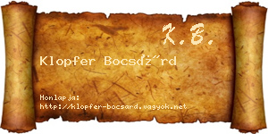 Klopfer Bocsárd névjegykártya